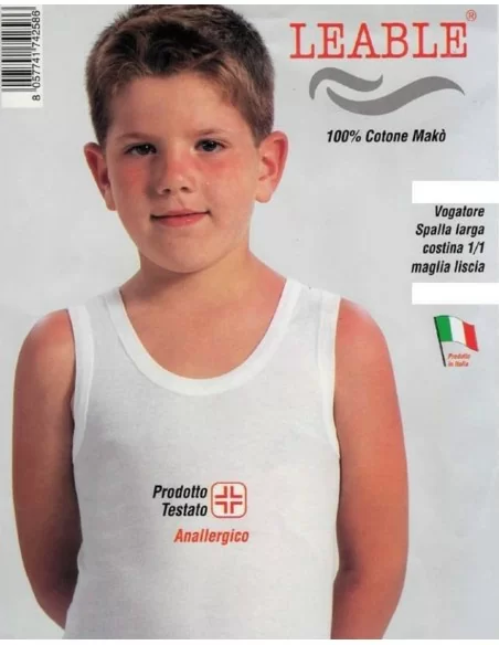 Canotta a Costine Bimbo Leable art. 1490 Bianca