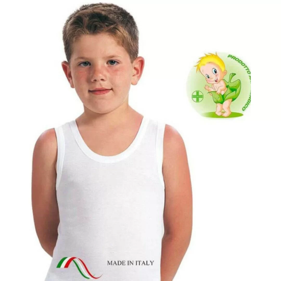 Canotta a Costine Bimbo Leable art. 1490 Bianca