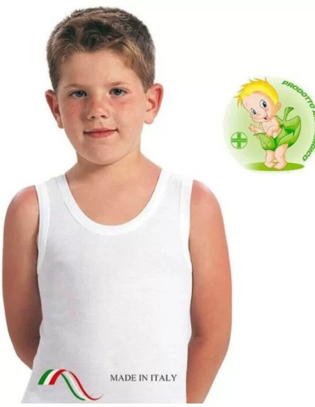 Canotta a Costine Bimbo Leable art. 1490 Bianca