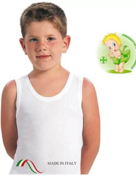 Canotta a Costine Bimbo Leable art. 1478 Bianca set 3 pezzi