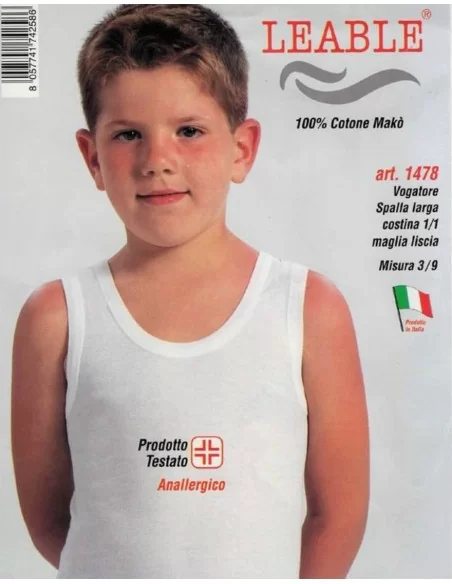 Canotta a Costine Bimbo Leable art. 1478 Bianca