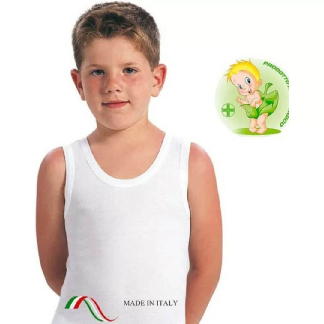 Canotta a Costine Bimbo Leable art. 1478 Bianca 2