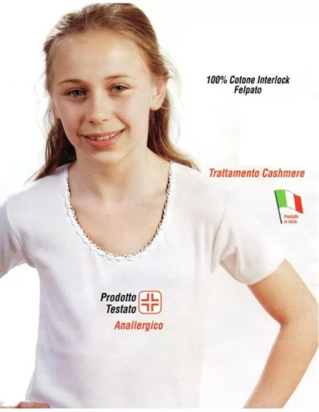 T Shirt Intima Bambina Leable art. 236 Scollo Macramè