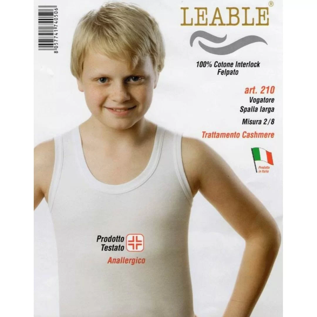 Canotta Bimbo Leable art. 210 Spalla Larga Bianca set 3...