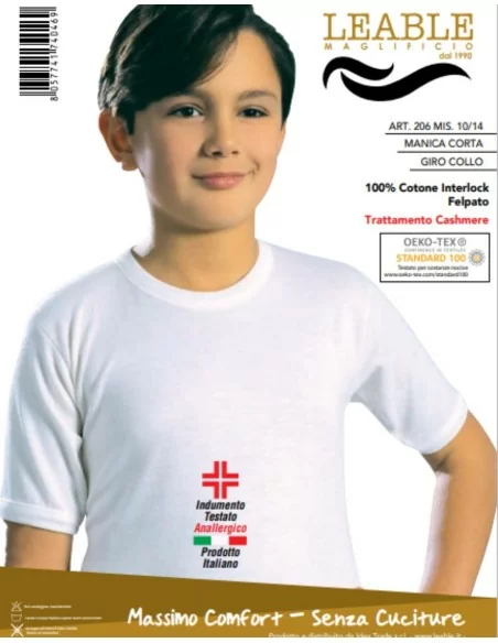 T Shirt Intima Bimbo Leable art. 206 Girocollo Cotone set 3 pezzi