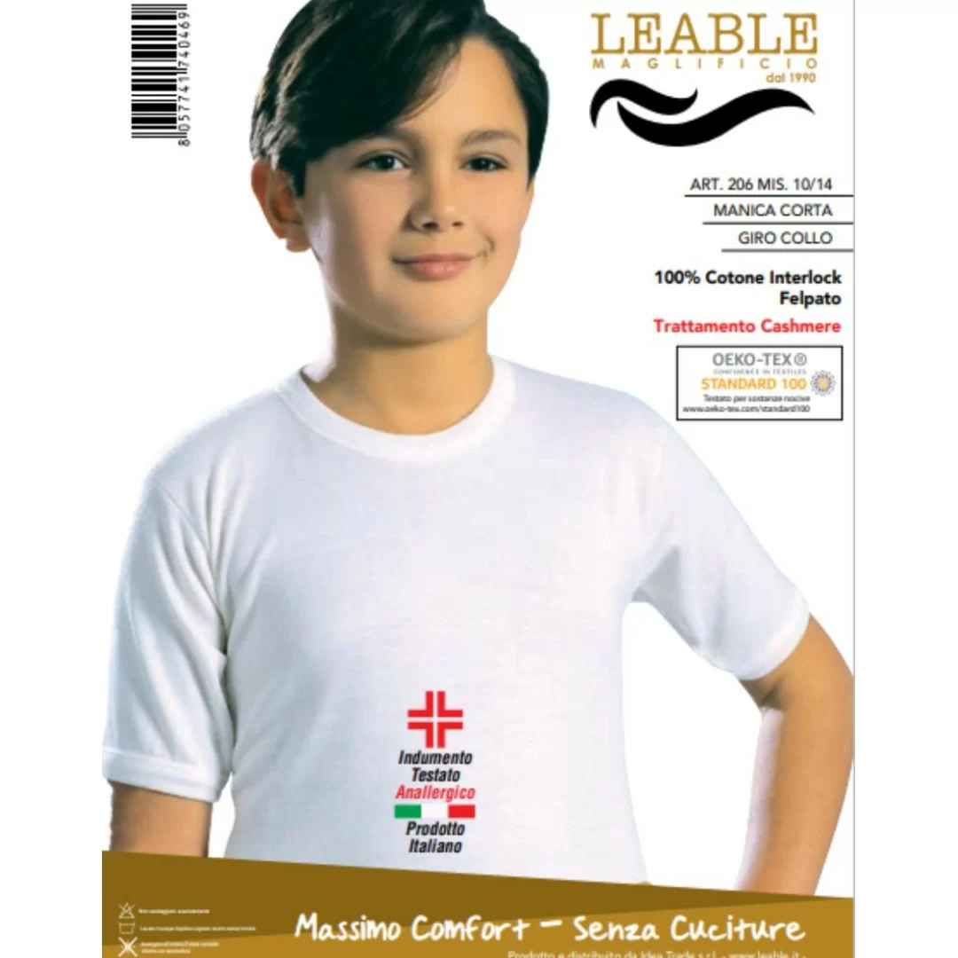T Shirt Intima Bimbo Leable art. 206 Girocollo Cotone