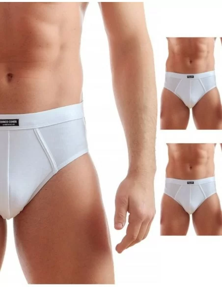 Set 3 pezzi slip da uomo Coveri art. Es1002 in morbido cotone elasticizzato con elastico interno rivestito in cotone