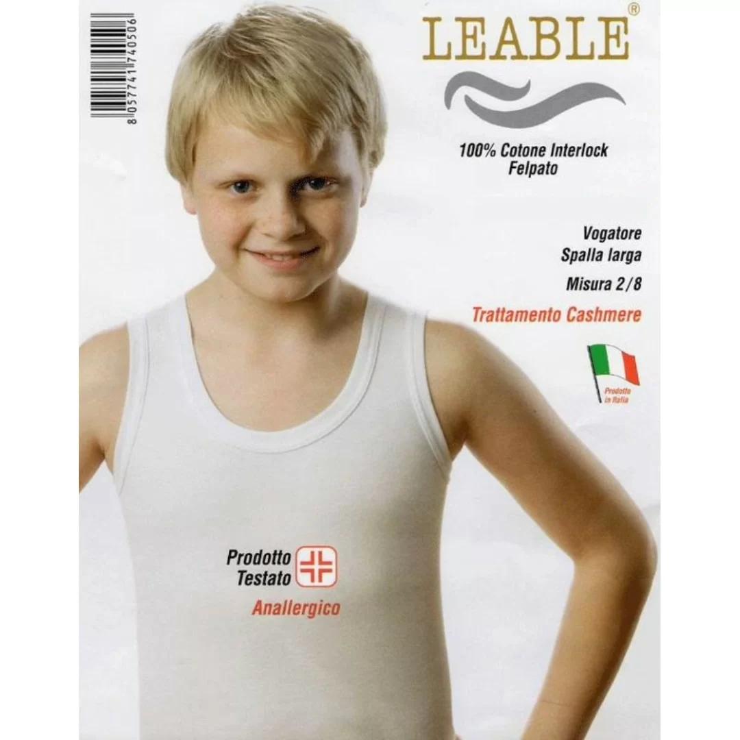 Canotta Bimbo Leable art. 211 Spalla Larga Bianca set 3...