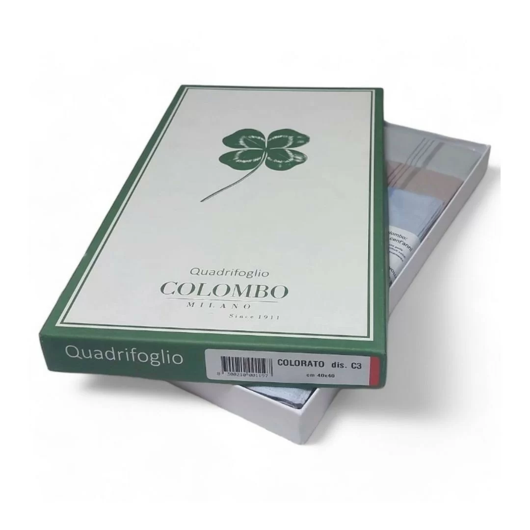 Fazzoletti Uomo Cotone 40x40cm Colombo Quadrifoglio 12 pezzi