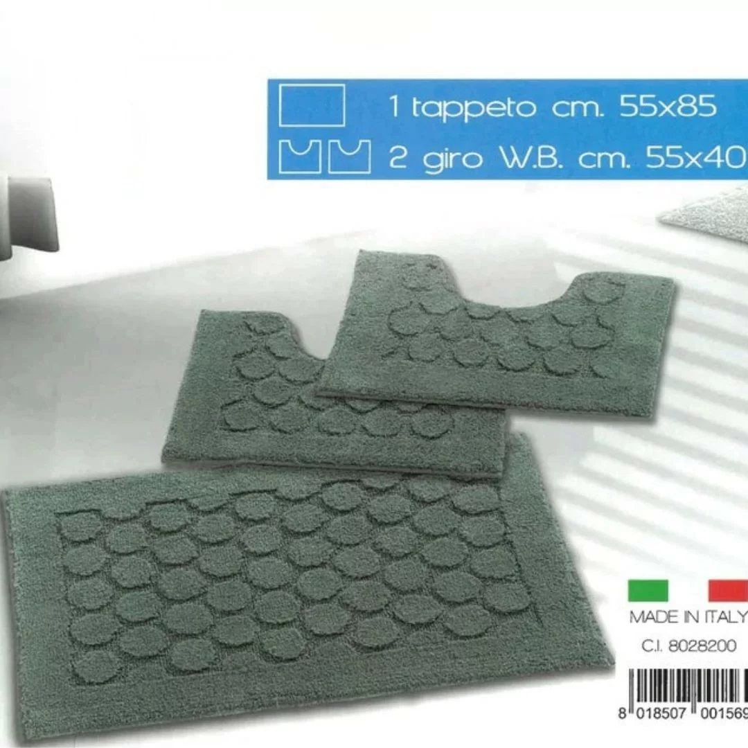 Tris Tappeti Bagno Foglia in spugna 