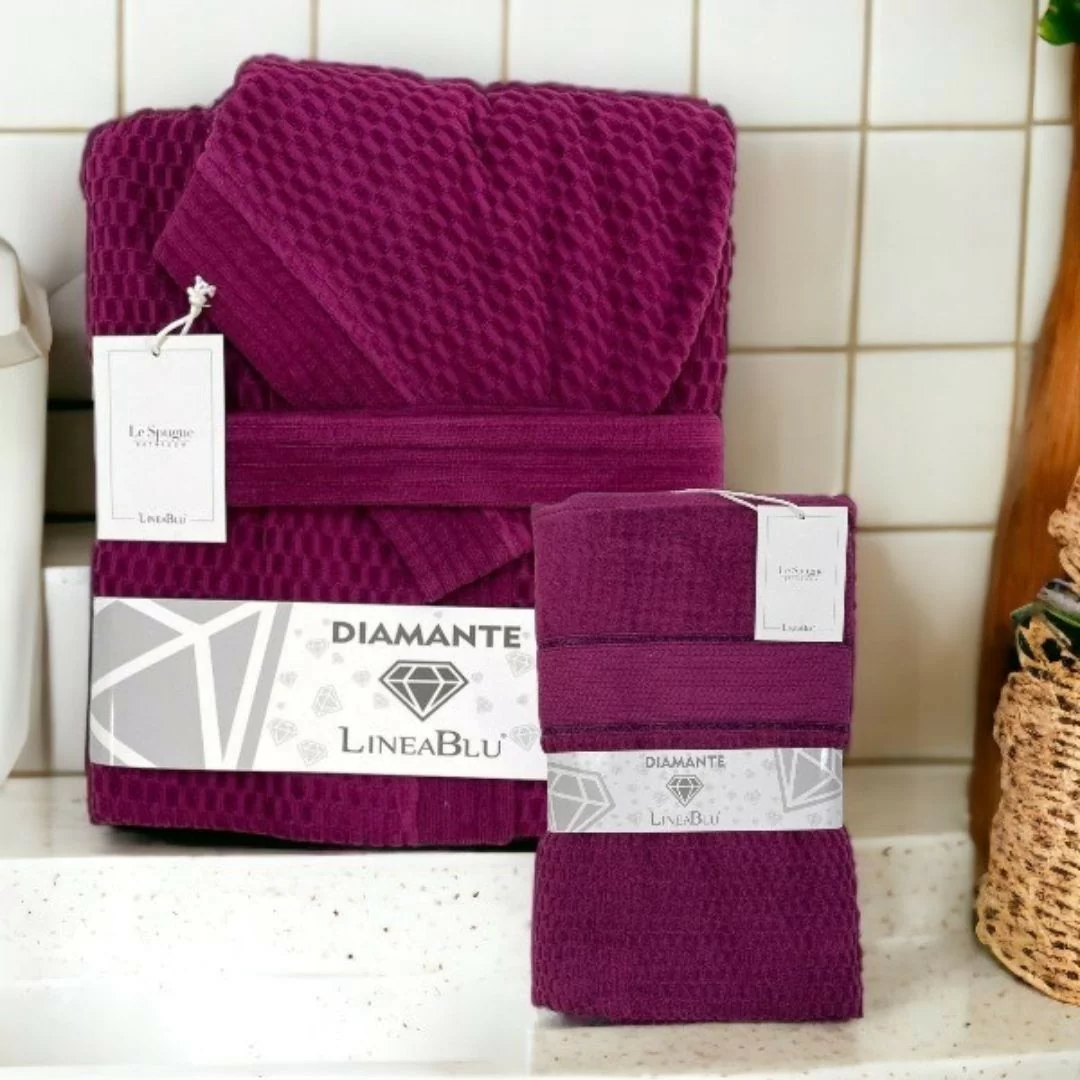 Coppia Asciugamani e Accappatoio LineaBlu art. Diamante...