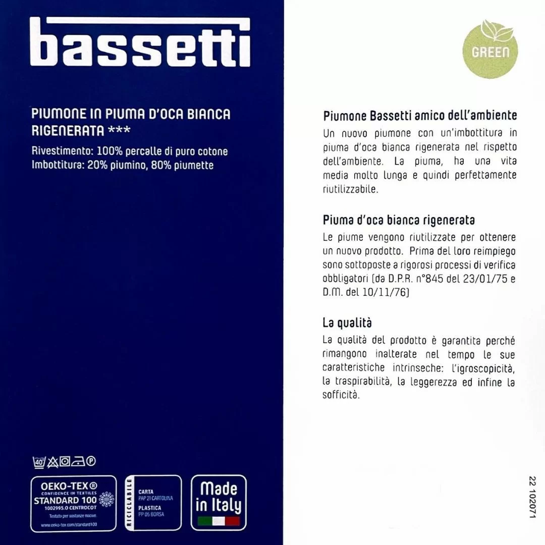 Piumino Matrimoniale Invernale Bassetti art. Green