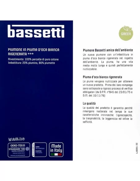 Piumino Matrimoniale Invernale Bassetti art. Green