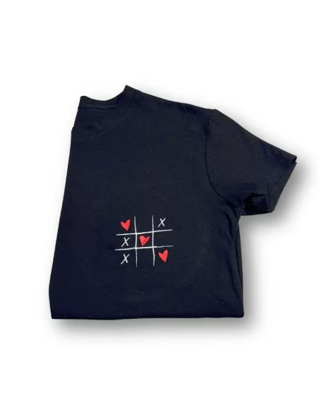 Maglia personalizzata nera manica corta ricamo Tris