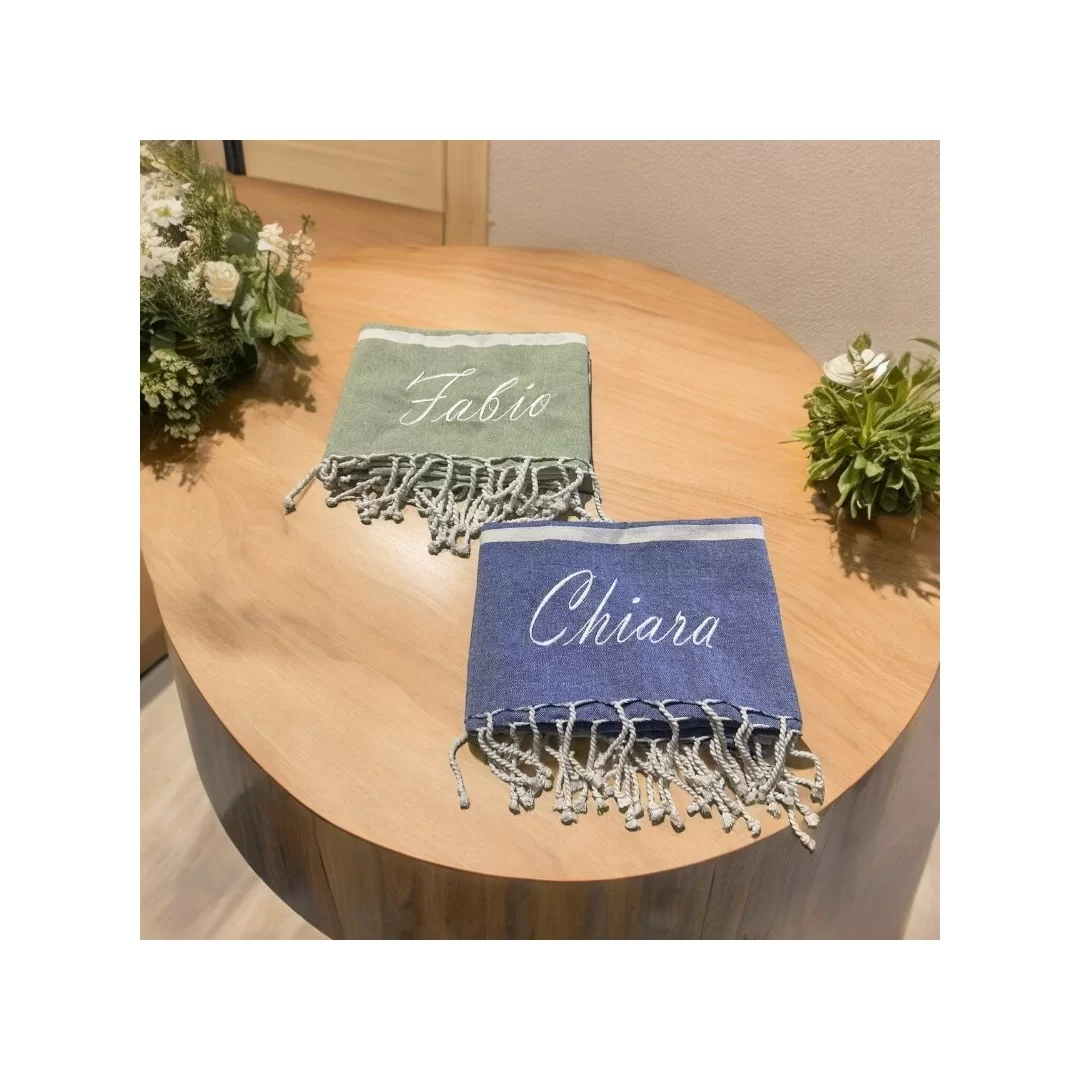 Telo Mare Fouta In 100% Cotone Con Frange...