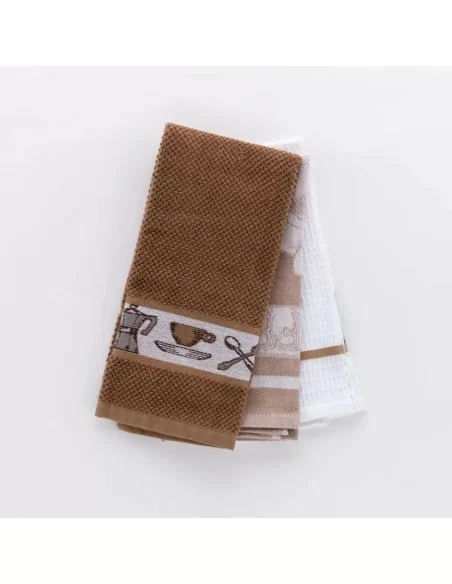 Canovacci Cucina Linea Oro art. Coffee Cotone Tris