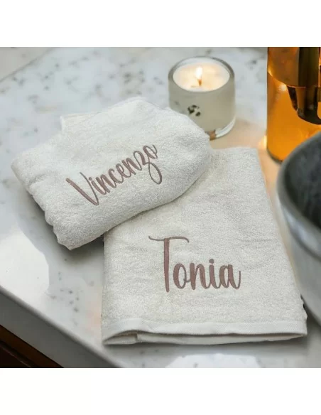 Coppia Asciugamani Personalizzati LineaBlu art. Marte Spugna 420gr/mq