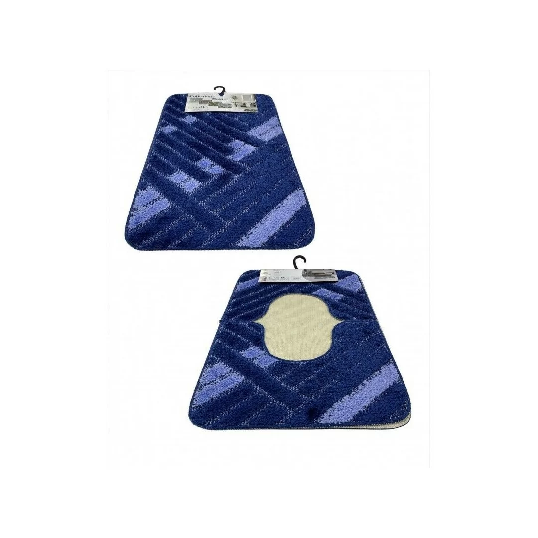 Tris Tappeti Bagno Antiscivolo LineaBlu art. Hotello Parquet