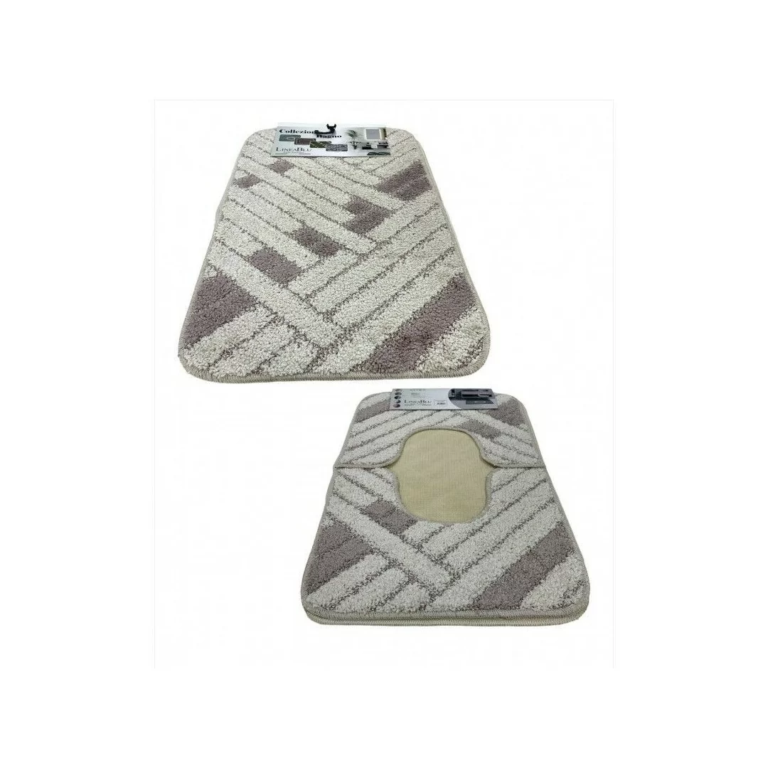 Tris Tappeti Bagno Antiscivolo LineaBlu art. Hotello Parquet 2