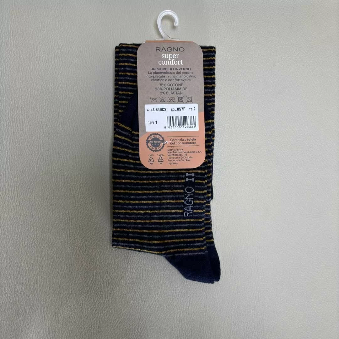 Calzini Lunghi da uomo Ragno art. U849CS caldo cotone Righe 2
