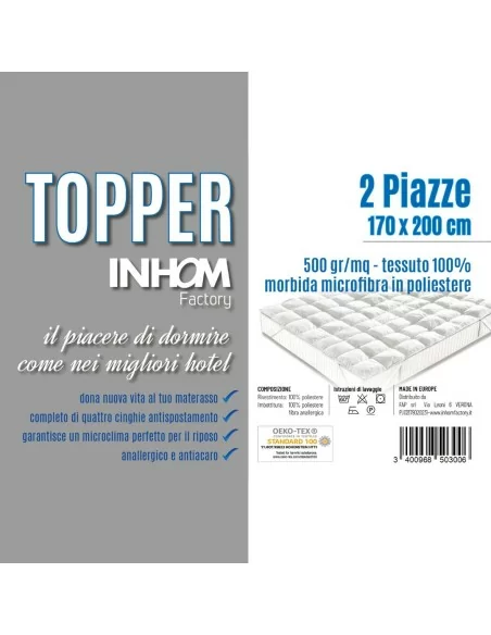 Topper Materasso Correttore FactoryHome art. Inhom 500gr/mq