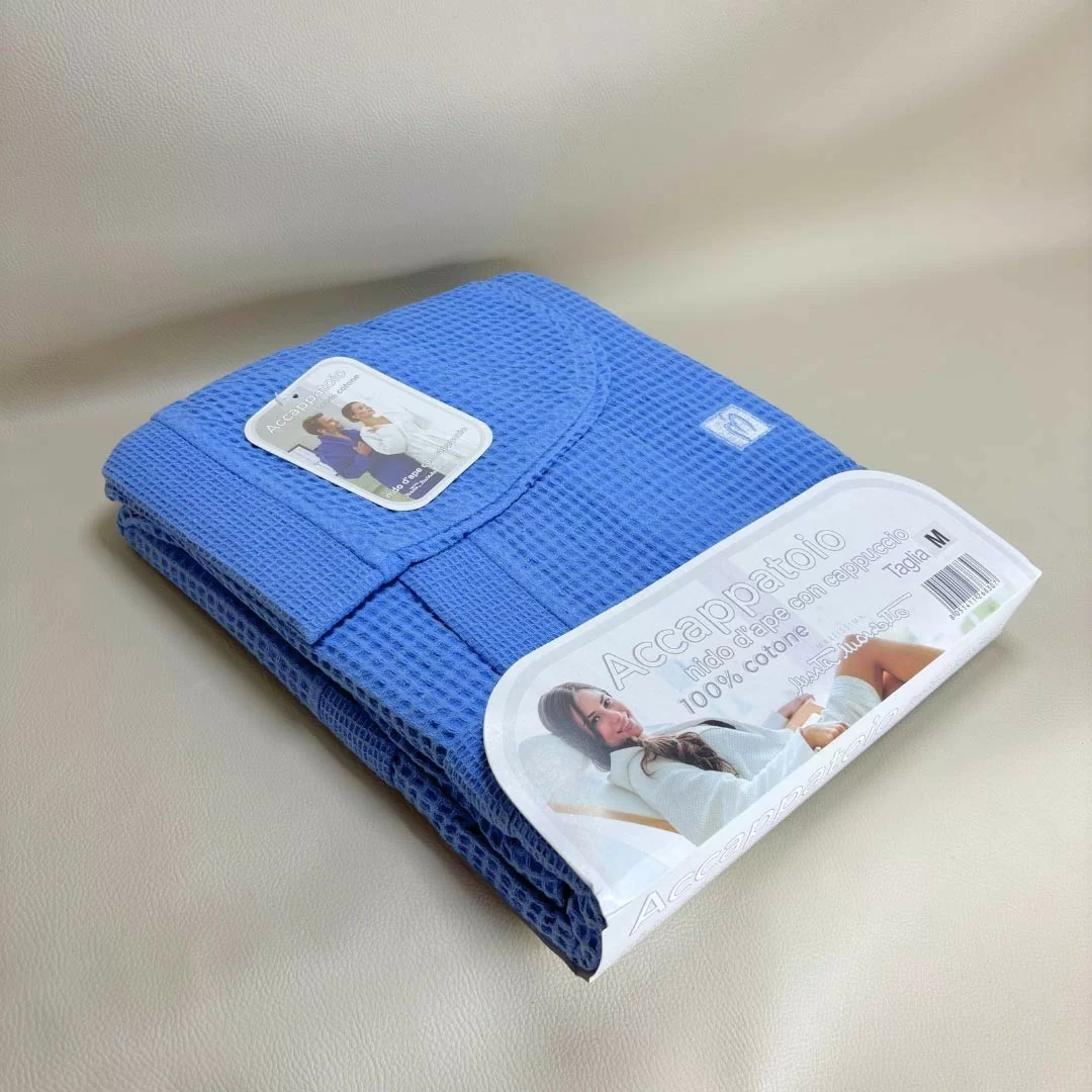 Accappatoio Personalizzato Azzurro Nido d'ape...