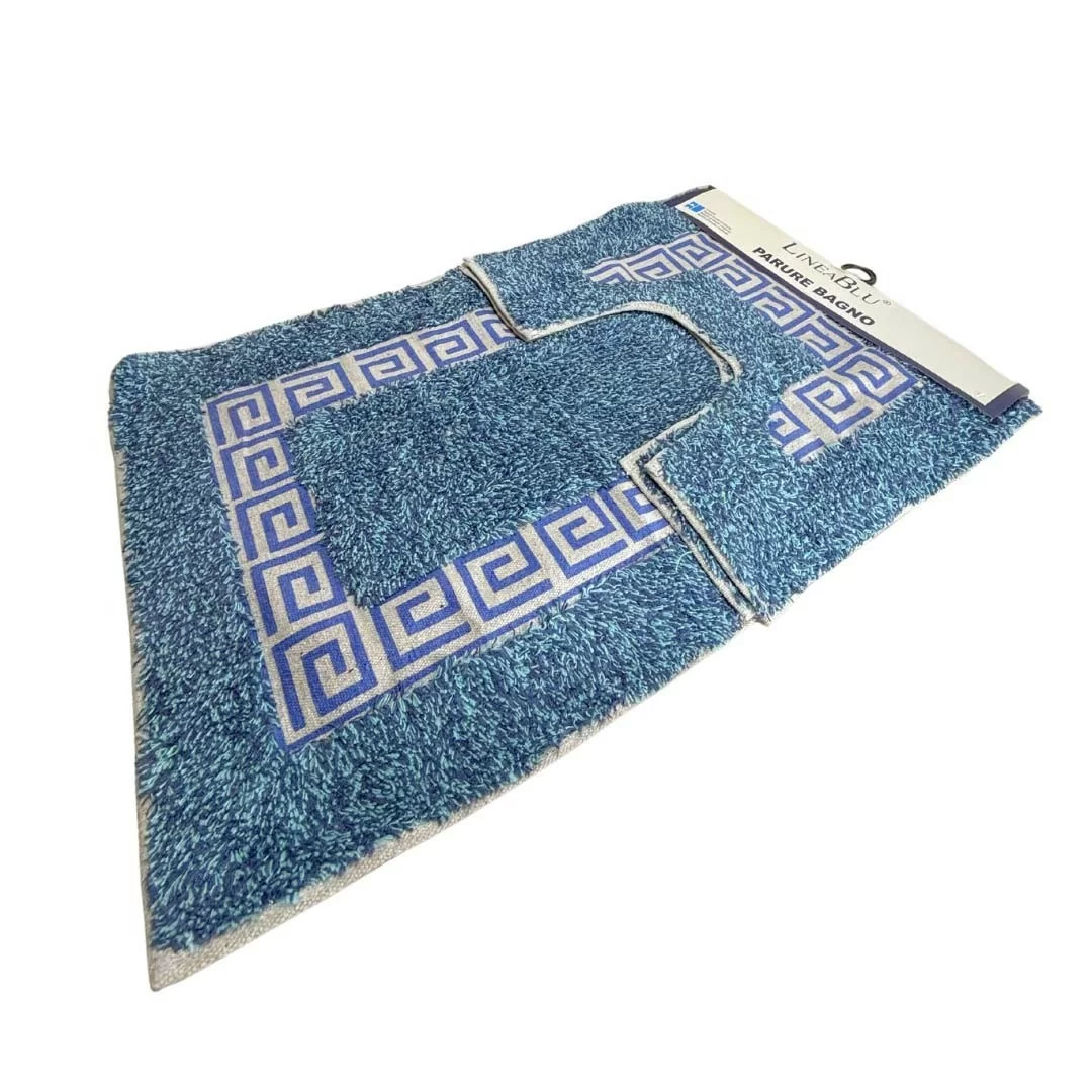 Tris Tappeti Bagno LineaBlu art. Greca 100% Cotone 2