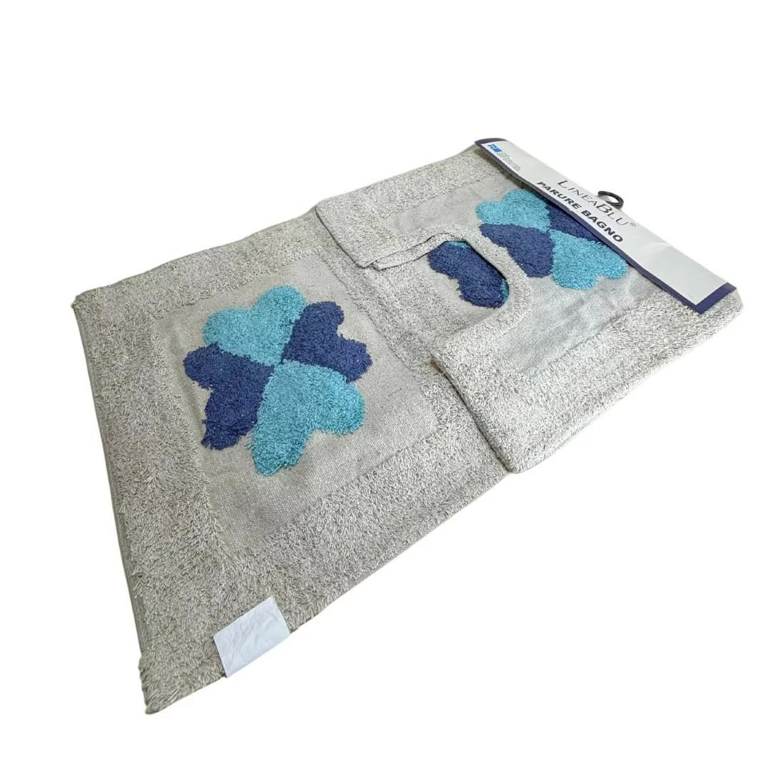 Tris Tappeti Bagno LineaBlu art. Fiore 100% Cotone 2