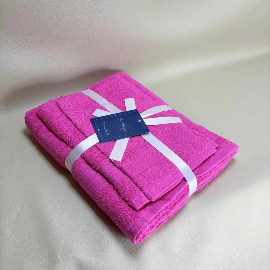 Tris Asciugamani Bagno LineaBlu art. Greca Spugna 400gr/mq