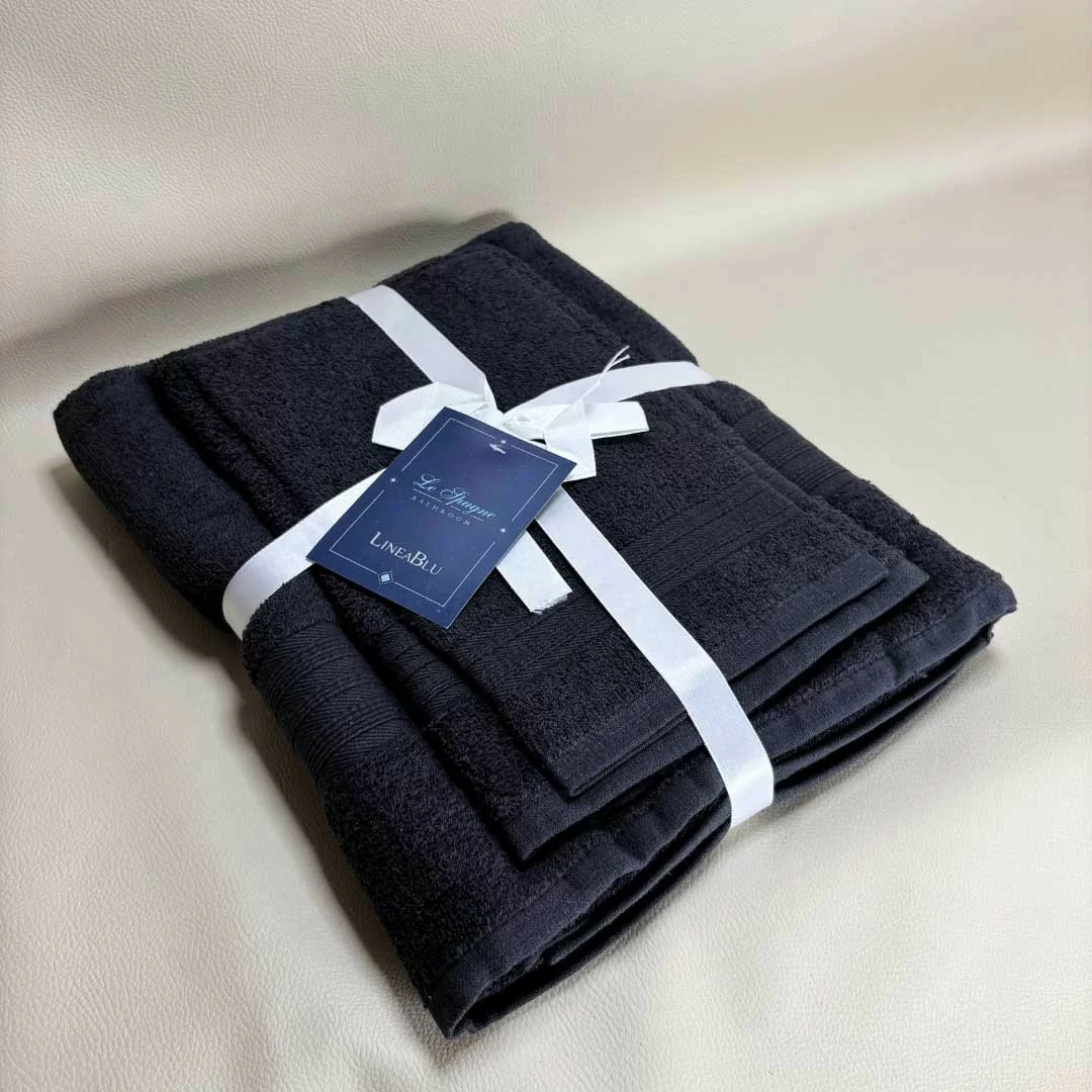 Tris Asciugamani Bagno LineaBlu art. Greca...